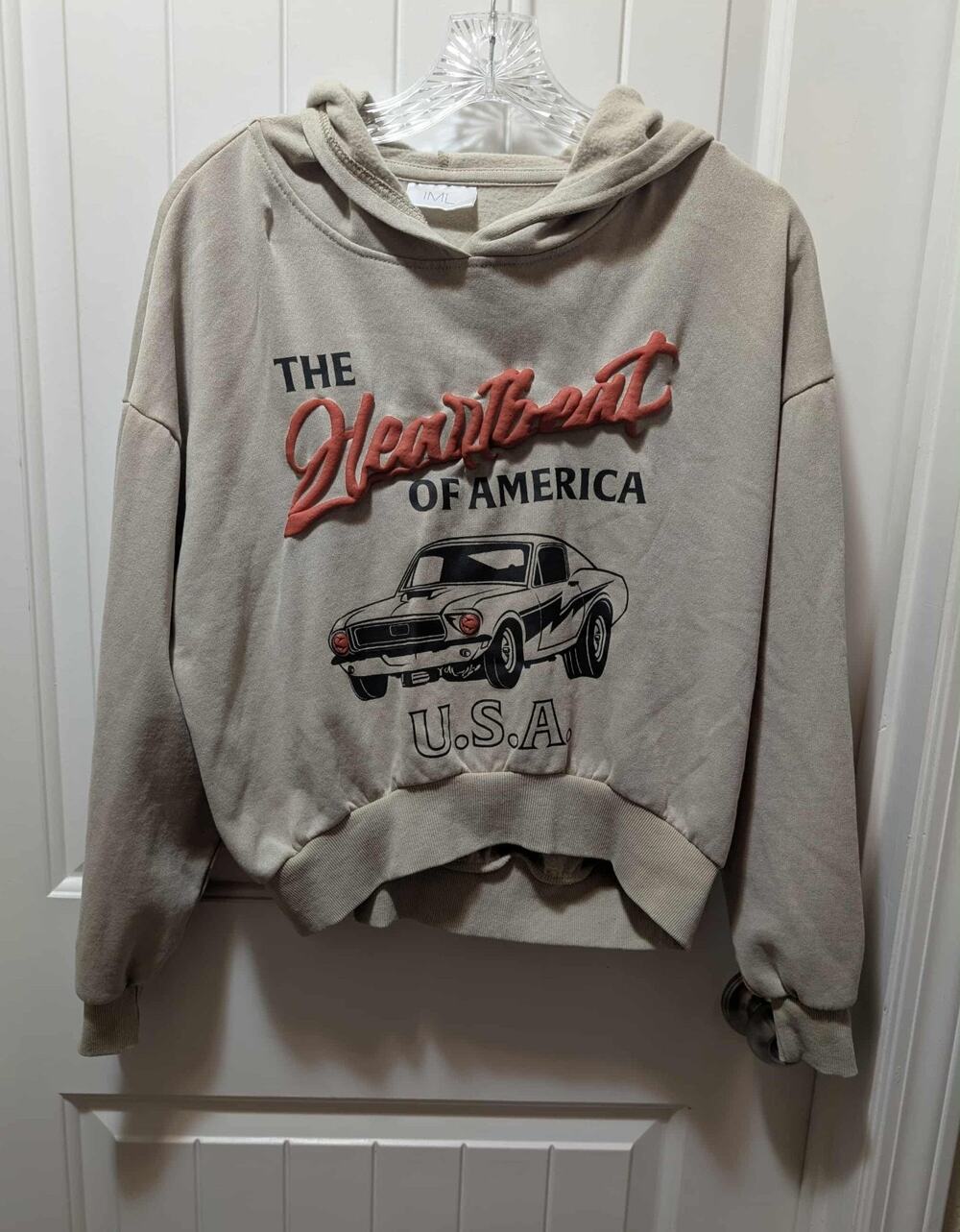 Women's M Gray Raised Red Heartbeat Of American Tour Graphic Hoodie Sweatshirt